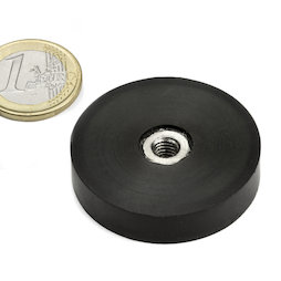 ITNG-40, potmagneet met rubber coating, met inwendig schroefdraad M6, Ø 45 mm