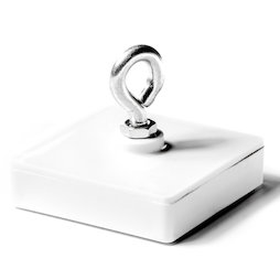 WS-HOOK-02, Plafondmagneet met ring, ferriet magneetsysteem in kunststof behuizing, vierkant, 58 x 58 mm