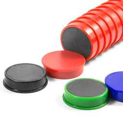 M-OF-RD30, Bordmagneten van ferriet, geplastificeerd, set van 10, in verschillende kleuren