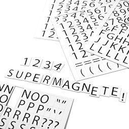 BA-015LN, Cijfers en letters magnetisch, om metalen schappen mee te etiketteren, 120 tekens per A4-vel, 2-delige set, wit