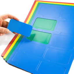 BA-014BR, Magneetsymbolen tekstballon rechthoekig, voor whiteboards & planborden, 10 symbolen per A4-blad, in verschillende kleuren