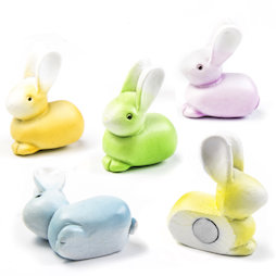 LIV-126, Haasje, decoratieve magneten in de vorm van een haas, verschillende kleuren, set van 5