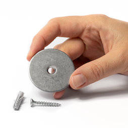 M-DOOR-03, Montageset voor deurvasthouders, metalen schijf met verzonken gat, om aan de vloer of de wand vast te schroeven