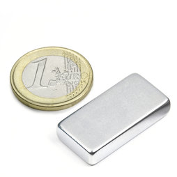 Q-30-15-06-Z, Blokmagneet 30 x 15 x 6 mm, neodymium, 42SH, verzinkt
