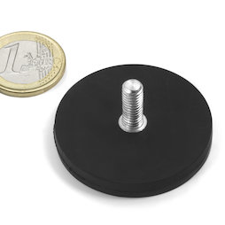 rubber gecoate potmagneet met draadeinde