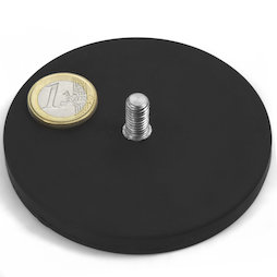 GTNG-88, rubber gecoate potmagneet met draadeinde, Ø 88 mm, schroefdraad M8