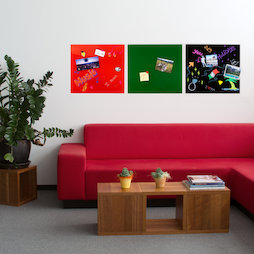 GMBB-4550, Glazen memobord vierkant, 45 x 50 cm, in verschillende kleuren