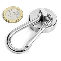 Potmagneet met karabijn Ø 32 mm