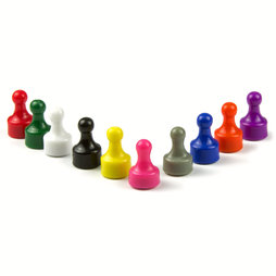 M-PIN, Magneetpins 'Player', prikbordmagneten in de vorm van een speelfiguur, 10 stuks per set, in verschillende kleuren