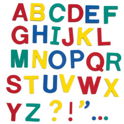 M-38/cap, Magneetletters, ca. 100 letters & leestekens, van EVA-schuim, 4 kleuren gemengd