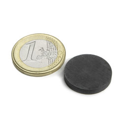 FE-S-20-03, Schijfmagneet Ø 20 mm, hoogte 3 mm, ferriet, Y35, zonder coating