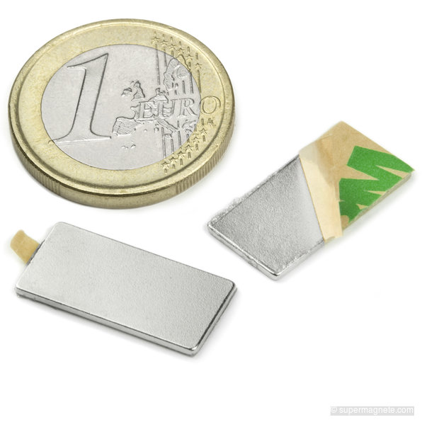 Blokmagneet zelfklevend 20 x 10 x 1 mm
