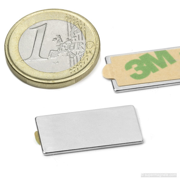 Blokmagneet zelfklevend 25 x 12 x 1 mm